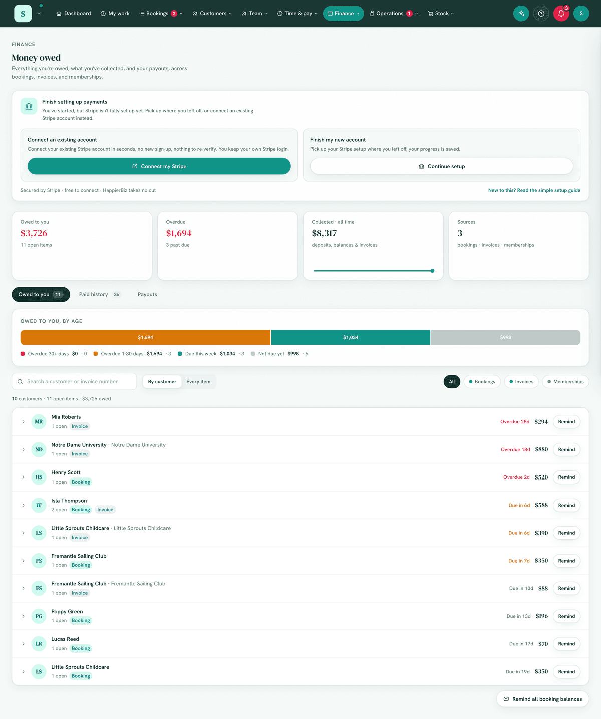 The Connect-your-Stripe card (before connecting).